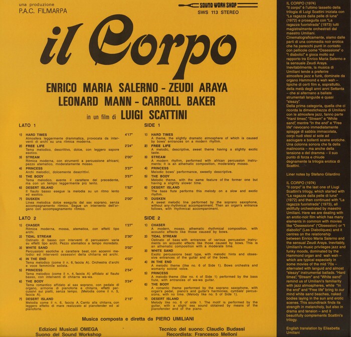 Piero Umiliani – Il Corpo album art - Fonts In Use